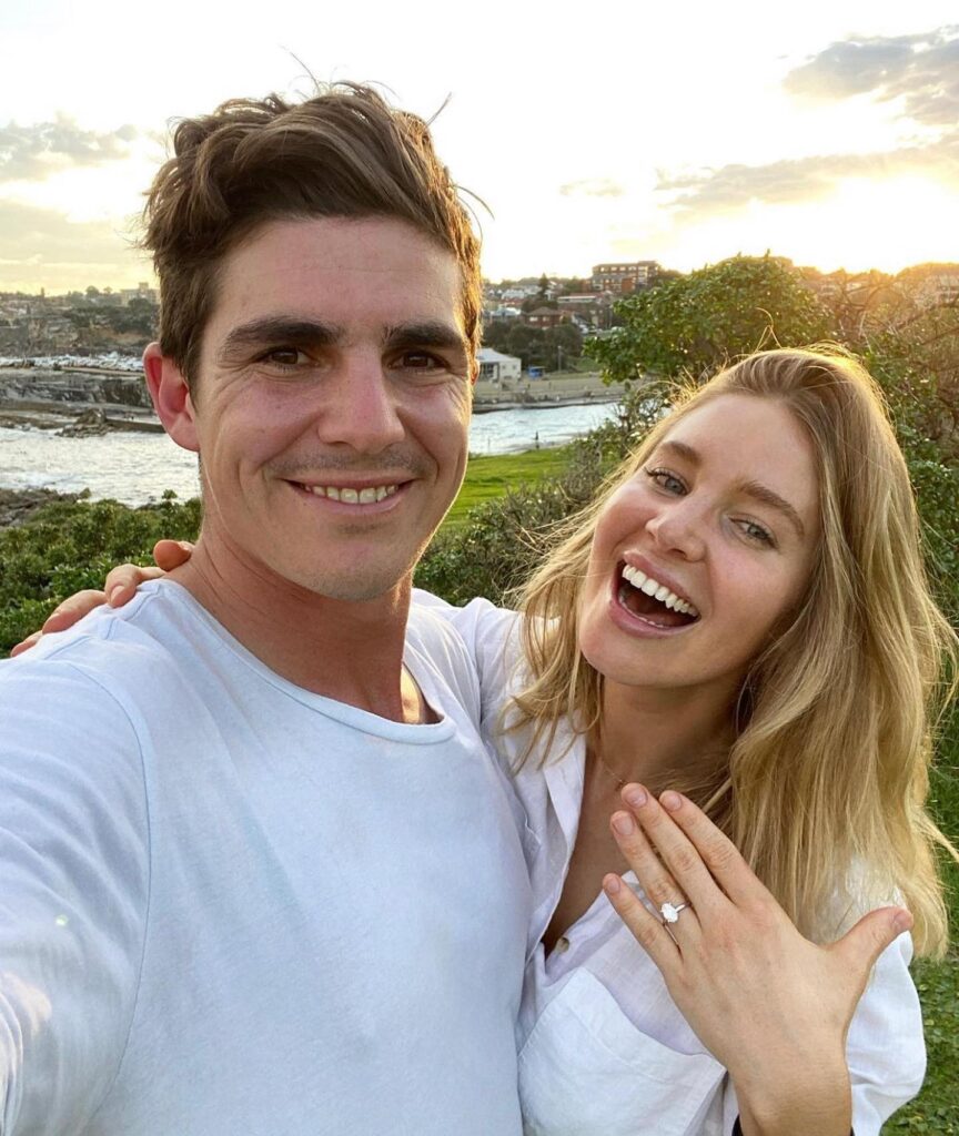 Sean Abbott and Brier Neil flaunting their engagement ring